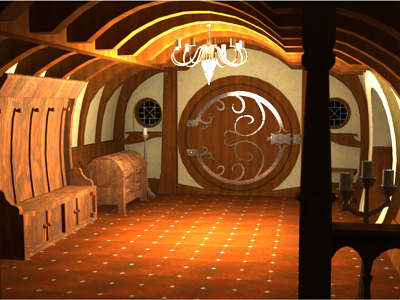 Bag End 3d - The Hobbit 3d hobbit maya 3d