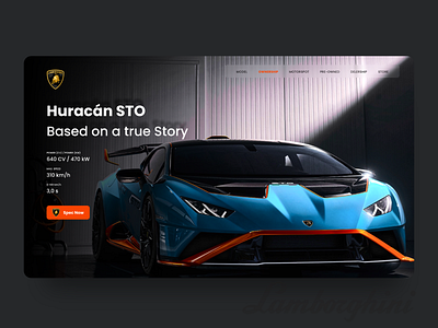 Lamborghini Huracan STO app app design car clean design header lamborghini supercar ui uiux ux web