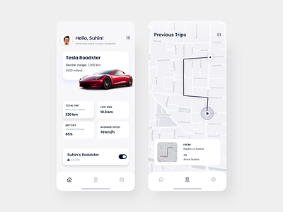 Tesla Roadster app app design car clean design ui ux
