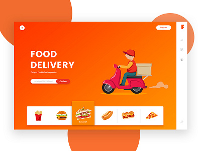 Food delivery header clean color delivery design food header service ui uiux ux web website