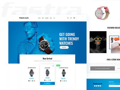 Fastrack watch shopping. clean color design fastrack illustration landing online shopping page shop ui uiux ux vector watch web