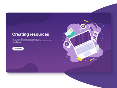 Creating Resources app app design clean color design header illustration landing page trend ui uiux ux web