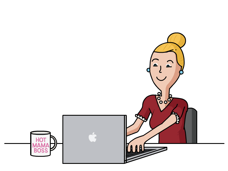 Hot Mama Boss animation coffee dragon fire laptop office woman woman illustration