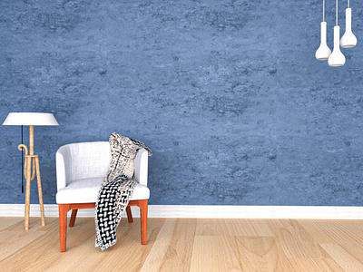 Elegant Blue Wall Texture with Single Chair Interior Design!!! by ...