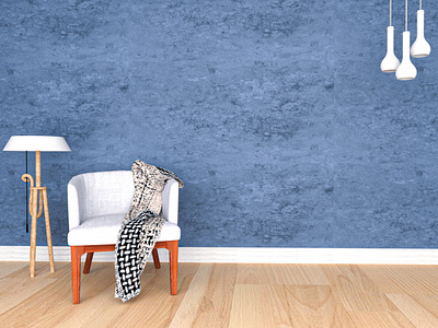 Elegant Blue Wall Texture with Single Chair Interior Design!!!