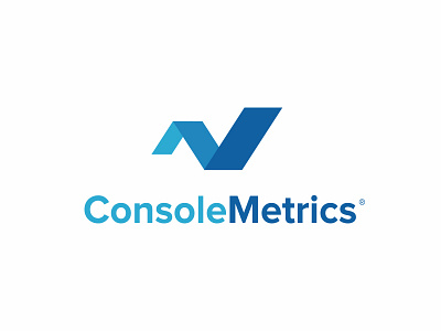 ConsoleMetrics Logo analytics blue console design flat fold logo metrics ribbon stats vector