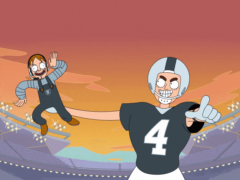 Derek Carr & Chucky vs Bronchos 2d 2d animation animation character character animation football illustration parody portland rickandmorty