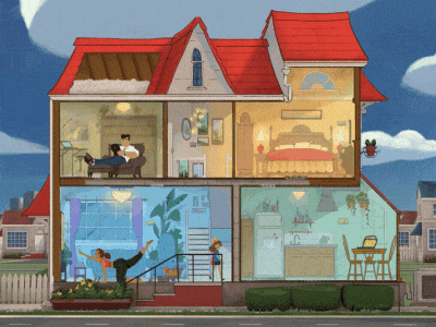 OG&E - Enter Your New Home 2d 2d animation animation character character animation home house illustration motion graphics