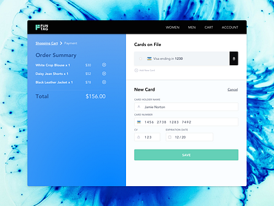Daily UI Challenge 002 checkout credit card form shopping cart