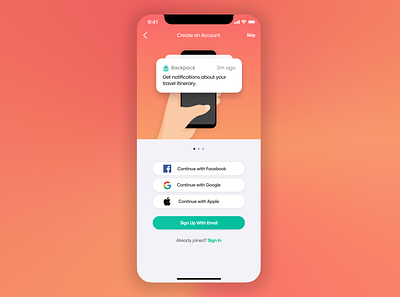 Create An Account iOS Screen create account figma illustration ios iphone iphone app iphone x messaging mobile mobile app mobile app design notification phone push notification welcome