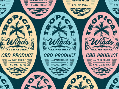 Tropical CBD Labels cbd illustration labels packaging packagingdesign pastelcolors tropical
