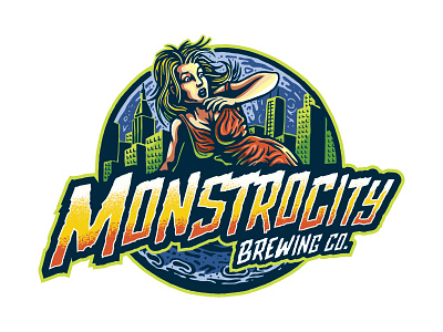 Monstrocity Brewing Logo beer brewery craftbeer illustration illustrator logo monstermovies retro vintage