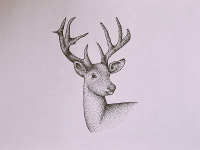 deer antlers deer dots pointillism