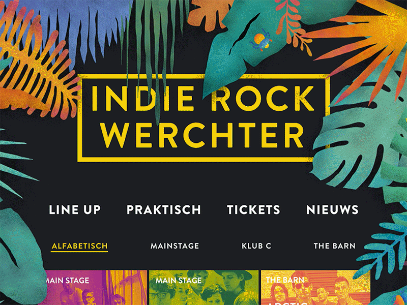 Indie Rock Werchter Splashscreen bug festival indie jungle leafs plant website