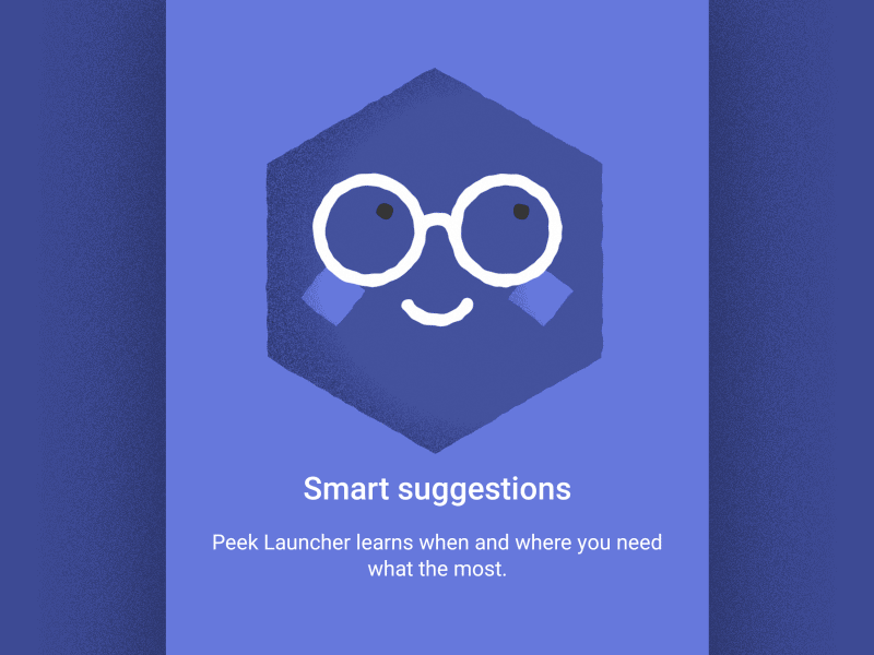 Peek Launcher onboarding animation after effects animation blue cute design glasses hexagon illustration material materialdesign onboarding smart