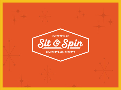 Sit & Spin arkansas fayetteville hamburger laundromat logo midcentury re brand restaurant retro script seal vintage