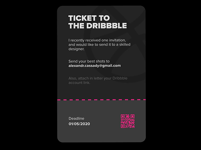 ⭐ TICKET TO THE DRIBBBLE | INVITATION ⭐ animation dark dark theme draft dribbble invitation dribbble invite dribbble invite giveaway invitation invite invite giveaway motion player prospect qr code ui ux
