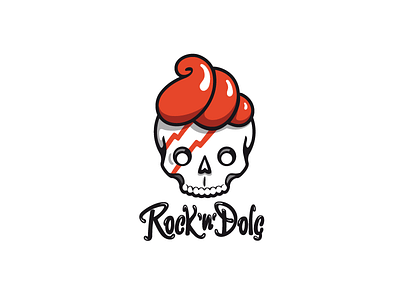 Rock'n'dolc black cream design dolc food identity logo rebel red rock skull sweet