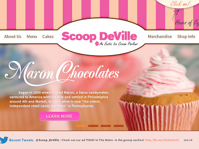 Scoop DeVille Home Page cakes ice cream pink scoop web design