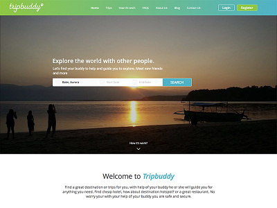 Home Page blue green home page travel tripbuddy website