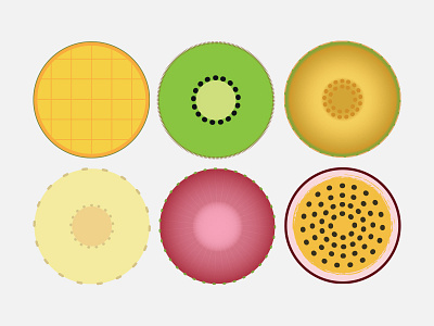 Flat Circle Fruit Icons banana flat fruit fruits icon icons kiwi mango melon passiflora passionfruit strawberry