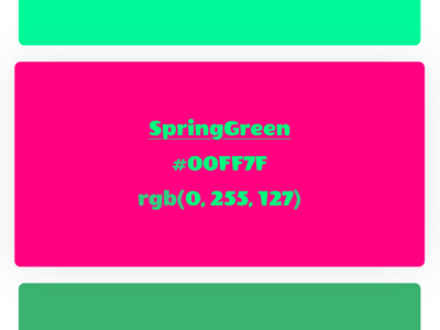 Spring Green color names colors css git github green html jekyll palette rainbow scss spring