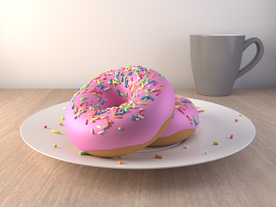 Donuts and Mug 3d 3dart 3dcharacter 3dmodelling b3d blender3d blender3dart characterdesign conceptart digital 3d donuts mug