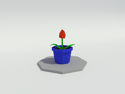Low Poly 3D model Tulip in Vase 3d 3dcharacter 3dgraphics 3dmodelling 3dscene b3d blender3d blender3dart digital 3d dutch low poly tulip