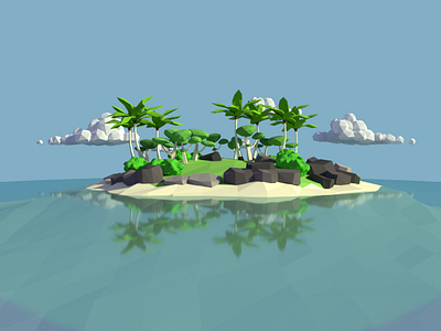 3D Low Poly Tropical Island 3d 3dcharacter 3dgraphics 3dmodelling 3dscene b3d blender3d blender3dart digital 3d island low poly tropical