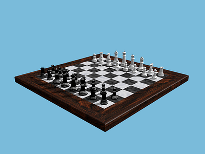 Low Poly Chess Board and Pieces