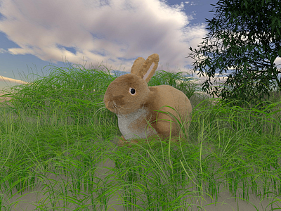 Fluffy Bunny 3D Scene