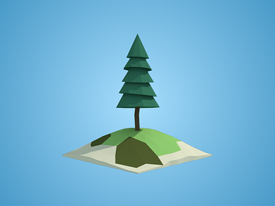 3D Low Poly Pine Tree