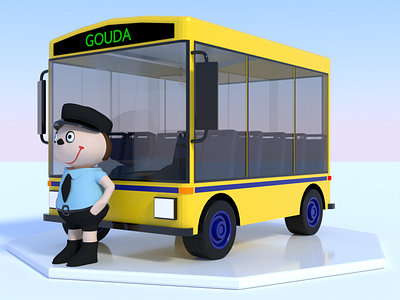 3D Bus and Bus Driver, I'm getting dizzy over here! 3d 3dcharacter 3dgraphics 3dmodelling 3dscene auto b3d blender3d blender3dart bus bus driver bus stop