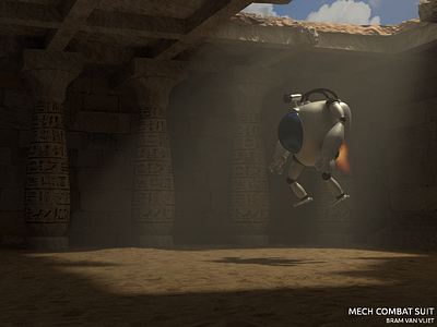 Mech Combat Suit 3d 3dcharacter 3dgraphics 3dmodelling 3dscene b3d blender3d blender3dart combat suit egypt mech tomb