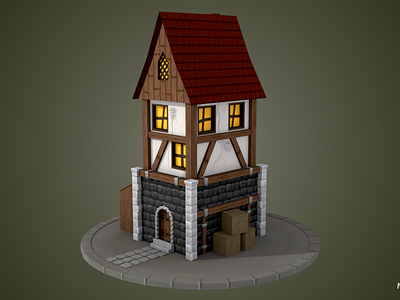 Texture Painting a Medieval Building 3d 3dgraphics 3dmodelling 3dscene b3d blackcat blender3d blender3dart digital3d lowpoly medievalbuilding texturepaiting