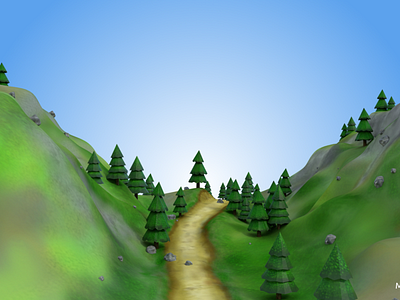 Cartoon mountain road environment