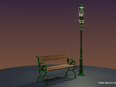 Vintage Park Bench and Street Lamp (Low Poly) | Blender 3D2 3d 3danimation 3dart 3dgraphics 3dmodelling 3dscene b3d blender3d blender3dart conceptart digital3d gameart lowpoly streetbench streetlamp