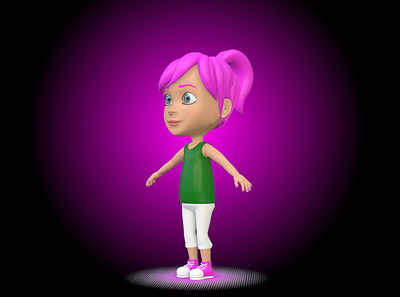 Cartoon Girl Character Animation 3dart 3dcharacter 3dgraphics 3dmodelling blender3d blender3dart characterdesign low poly lowpoly