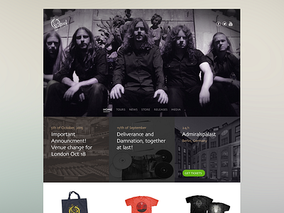 Opeth website redesign practice project music ui web
