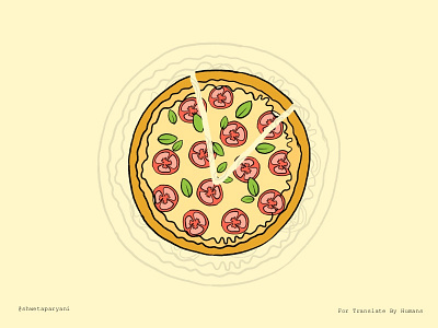 Good Old Margherita Pizza drawing food illustration graphic design hand drawn illustration illustrations illustrator margherita pizza procreate