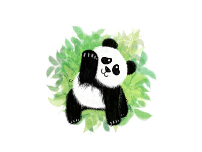 Panda - Textured Illustration - Children's Illustration animal characters childrens cute drawing illustration illustrator panda procreate