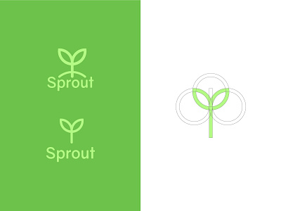 Sprout construction design flower green grid leaf logo mooline nature plant web