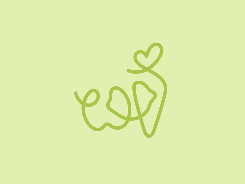 Vegetable concept line carrot lemon apple
