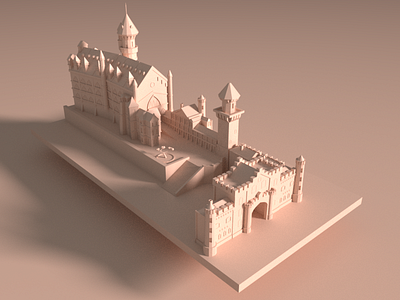 Castle castle neuschwanstein render clay