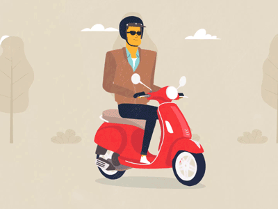 Vespa 2d animation animation character riding vespa