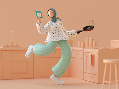 Cooking time! 3d character 3d design 3d illustration 3d model character cooking illustration