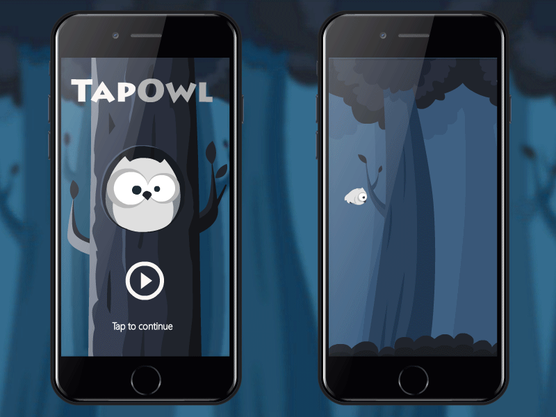 "Tap Owl" Game animation background forest gameplay mobile game owl