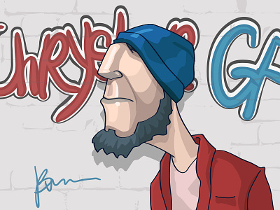 Photo on avatar... blue cartoon character graffiti hat illustration man red