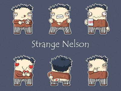 Strange Nelson. A telegram sticker pack character cool daily life joke man messenger pack sticker strange telegram