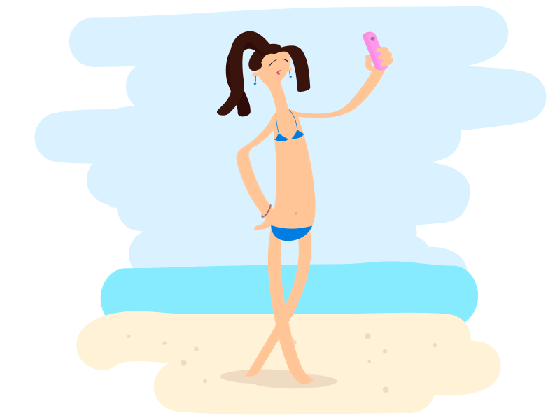 Selfie. Typical situation) beach beauty fun girl mobile phone sea selfie typical situation